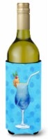 Carolines Treasures BB8231LITERK Summer Cocktail Blue Polkadot Wine Bottle Hugg