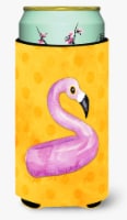 Carolines Treasures BB8257TBC Flamingo Floaty Yellow Polkadot Tall Boy Hugger