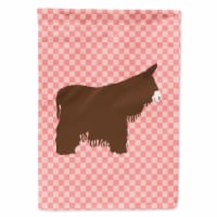 Carolines Treasures  BB7852CHF Poitou Poiteuin Donkey Pink Check Flag Canvas Hou