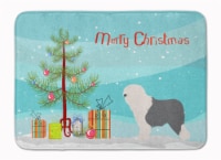 Old English Sheepdog Bobtail Christmas Machine Washable Memory Foam Mat