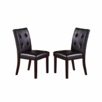 Leroux Upholstered Dining Chairs With Button Tufted, Dark Brown(Set of 2)