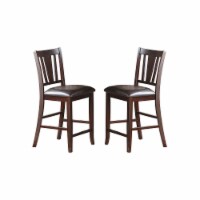 Set of 2 Upholstered Counter Height Chairs in Dark Brown Finish