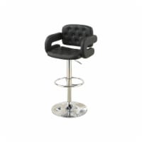 Adjustable Bar Stool with Armrests, Black Faux Leather