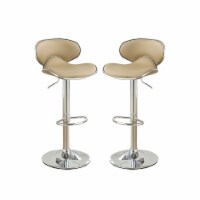 Adjustable Brown Faux Leather Bar Stools, Set of 2