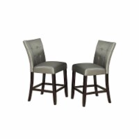Set of 2 Faux Leather Counter Height Chairs in Silver