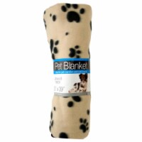 Fleece Paw Print Pet Blanket (Grey)