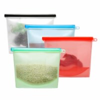 Silicone Reusable Food Saver Bags 4 Cups - Airtight Leakproof Vacuum Seal 4 Pack