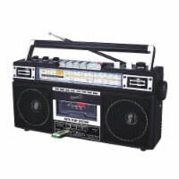 Supersonic SC3201BTBLK Retro 4-Band Radio and Cassette Player with Bluetooth - Black