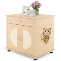 Slickblue Cat Litter Box Enclosure with Sisal Scratching Doors and Storage Perspective: Main
