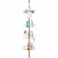 Rosefray Adjustable Height Shower Caddy Tension Pole w/ 4 Big Baskets, 6 Hooks