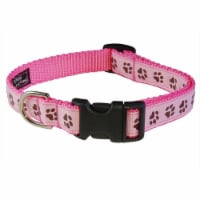 Sassy Dog Wear PUPPY PAWS-LT. PINK-CHOC.3-C Puppy Paws Dog Collar- Pink & Brown - Medium