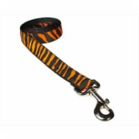 Sassy Dog Wear ZEBRA-TANGERINE-BLK.4-L 6 ft. Zebra Dog Leash- Tangerine & Black - Large