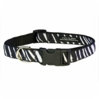 Sassy Dog Wear ZEBRA-WHITE-BLK.4-C Zebra Dog Collar- Black & White - Large