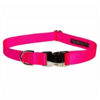 Sassy Dog Wear SOLID NEON PINK-METAL BUCKLE SM-C Aluminum Buckles Dog Collar- Neon Pink - Lar