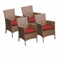 TKC Laguna Wicker Patio Arm Dining Chairs in Terracotta (Set of 4)