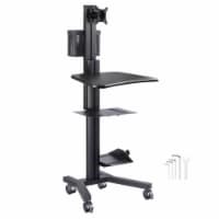 Portable Desktop Dual Monitor Holder PC Mobile Cart Printer Workstation Rolling Wheel