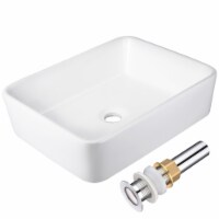 Aquaterior™ 19 x15 x5 Rectangle White Ceramic Porcelain Vessel Sink w/ Pop Up Drain