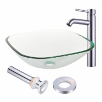 Aquaterior Tempered Glass Bathroom Vanity Sink Chrome Faucet Pop Up Drain Mounting Ring Combo