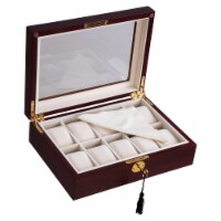 10 Slots Watch Display Case Glass Top Jewelry Box Storage Organizer Wood