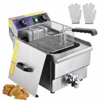 11.7L Single Tank Stainless Steel Commercial Electric Deep Fryer w/ Timer and Drain French