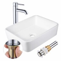 Aquaterior 19 Rectangle Porcelain Ceramic Vessel Sink w/ Drain + Faucet Combo