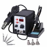 2 in 1 Soldering Station Unit Welder Iron Hot Air Gun with Tips Nozzles Kit 110V