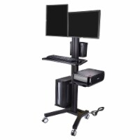 2-Monitor Holder PC Mobile Cart Computer Printer Workstaion Desk Black