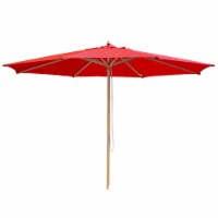 13' Patio Umbrella Furniture Beech Wood Pole Garden Market Outdoor Red