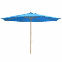 13' Patio Umbrella w/ German Beech Wood Pole Furniture Market Garden Outdoor Blue