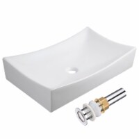 Aquaterior™ 25 x15 x5 XL Rectangle Porcelain Ceramic Sink w/ Pop-up Drain Bathroom Vessel