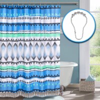Boho  Shower Curtain  120 GSM Heavyweight Fabric with 12 Rust  Hooks, 72x72in