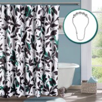 Floral Fabric Shower Curtain 72x72 Inches, with Rust Hooks,Black White