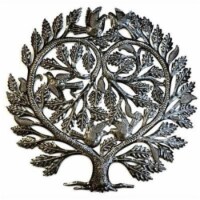 Croix des Bouquets Steel Drum Art Lovers Heart Tree Of Life- 24 in.