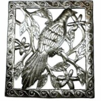 Croix des Bouquets Single Bird Metal Wall Art- 11 by 12 in.