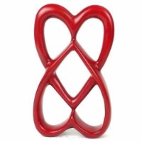 Smolart Handcrafted Soapstone Connected Hearts Sculpture, Red - 8 in.