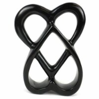 Smolart Handcrafted Soapstone Connected Hearts Sculpture- Black - 8 in.