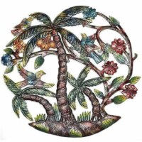 Croix des Bouquets Colorful Palm Trees Hand Painted Metal Wall Art