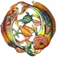 Croix des Bouquets Painted Two Fish Jumping- 24 in.