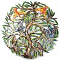 Croix des Bouquets Painted Tree with Birds- 24 in.