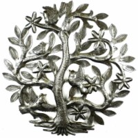 Croix des Bouquets HMDSTREE6 14 in. Tree of Life with Birds Metal Wall Art