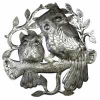 Croix Des Bouquets HMDOWL2 Handmade & Fair Trade Pair of Owls on Perch Metal Wall Art