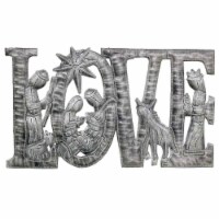 Croix Des Bouquets HMDH184 9 in. x 14 in. Love Metal Art with Nativity Scene Handmade & Fair