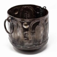 Croix Des Bouquets HMDBWLSM Handmade & Fair Trade Hammered Metal Container with Round Handles