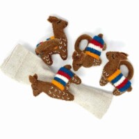 Global Groove GLG70036-02-S4 Llama Napkin Rings, Chocolate - Set of 4