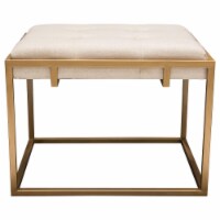 Diamond Sofa BABYLONOTSDGD Babylon Accent Ottoman with Brushed Frame & Padded Seat, Sand & Gl