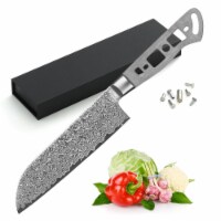 Katsura Cutlery CKGD6B-no logo 7 in. 67 Layers Damascus Steel Santoku Chef Knife Blank Woodwo
