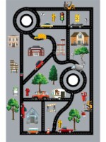 Mother Ruggers Town Square Machine Washable Colorful Kid's Rug