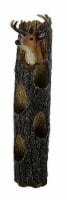 Deer Head On Weathered Log Rustic Wall Mounted 4 Bottle Wine Holder 19 Inch