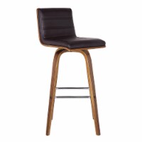 Vienna 26" Counter Height Barstool in Walnut Wood Finish with Brown Faux Leather