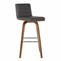 Vienna 30" Bar Height Barstool in Walnut Wood Finish with Gray Faux Leather
